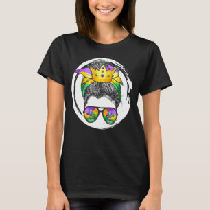 Camiseta Mardi Gras Queen, Messy Bun, Mardi Crown, Mães Eng