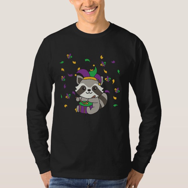 Camiseta Mardi Gras Raccoon With Drum Mardi Gras Costume (Frente)