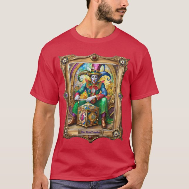 Camiseta Mardi Gras Realm Retratos - O Viajante do Tempo (Frente)