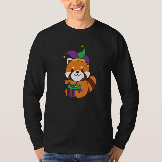 Camiseta Mardi Gras Red Panda With Drum Mardi Gras Costume  (Frente)