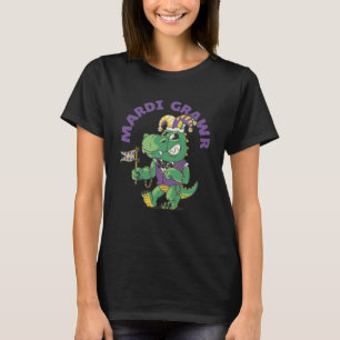 Camiseta Mardi Gras Rex Cute Dinossaur Mardi Grawr Custo da