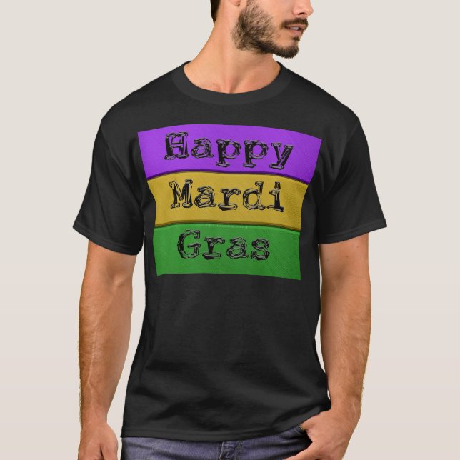 Camiseta Mardi Gras roxo de ouro verde s (Frente)