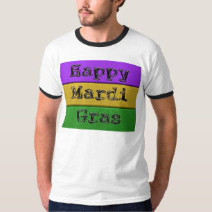 Camiseta Mardi Gras roxo de ouro verde s