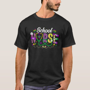 Camiseta Mardi Gras School Nurse festas de desfile