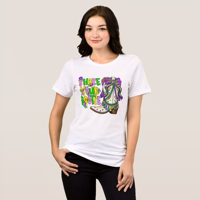 Camiseta Mardi Gras Shake Your Booty – Carnaval Di (Frente Completa)