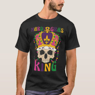 Camiseta Mardi Gras Skull Carnival King Mask Crown Miçanga 