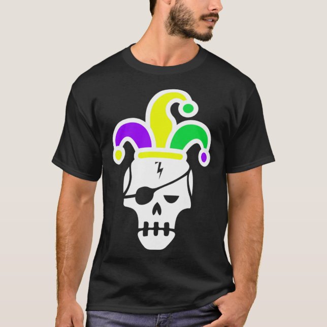 Camiseta Mardi Gras Skull Jester Hat Carnival Mexican Parad (Frente)