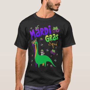 Camiseta Mardi Gras Squad Cute Dinossaur Cat Carnival