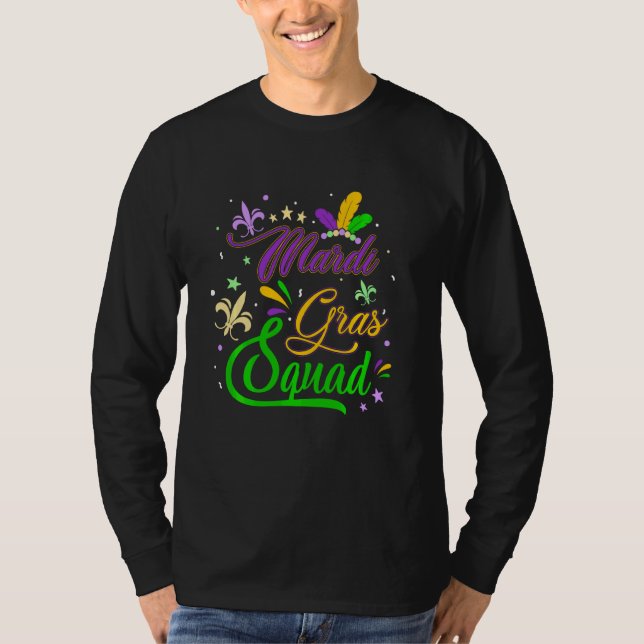 Camiseta Mardi Gras Squad Fleur De Lys Mask Funny Mardi Gra (Frente)