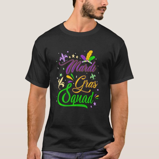 Camiseta Mardi Gras Squad Fleur De Lys Mask Funny Mardi Gra (Frente)