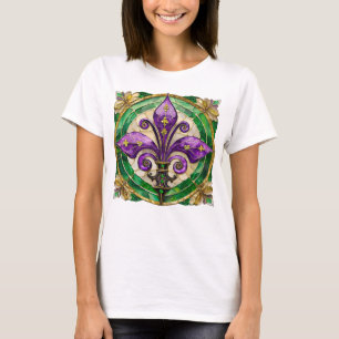 Camiseta Mardi Gras StainGlass Fleur de lis