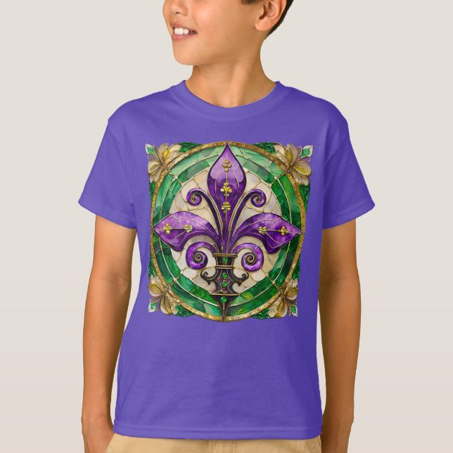 Camiseta Mardi Gras StainGlass Fleur de lis (Frente)
