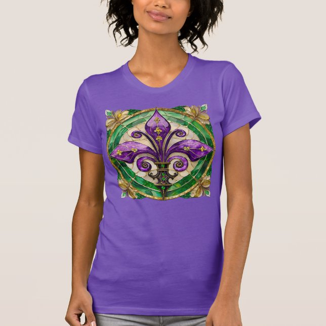 Camiseta Mardi Gras StainGlass Fleur de lis (Frente)