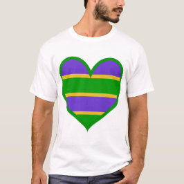 Camiseta Mardi Gras Striped Heart