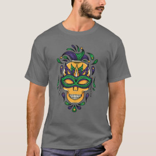 Camiseta Mardi Gras Sugar Skull Mask Funny Mardi Gras Carni