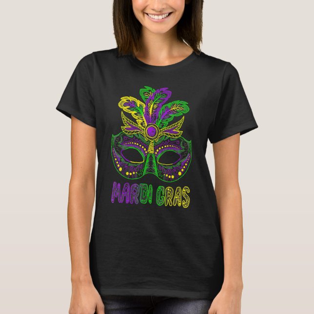 Camiseta Mardi Gras T Shirt Mardi Gras 2023 Beads Mask Feat (Frente)