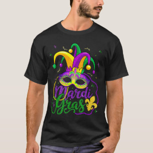 Camiseta Mardi Gras Tee For Women Kids Miçanga Mask Feath