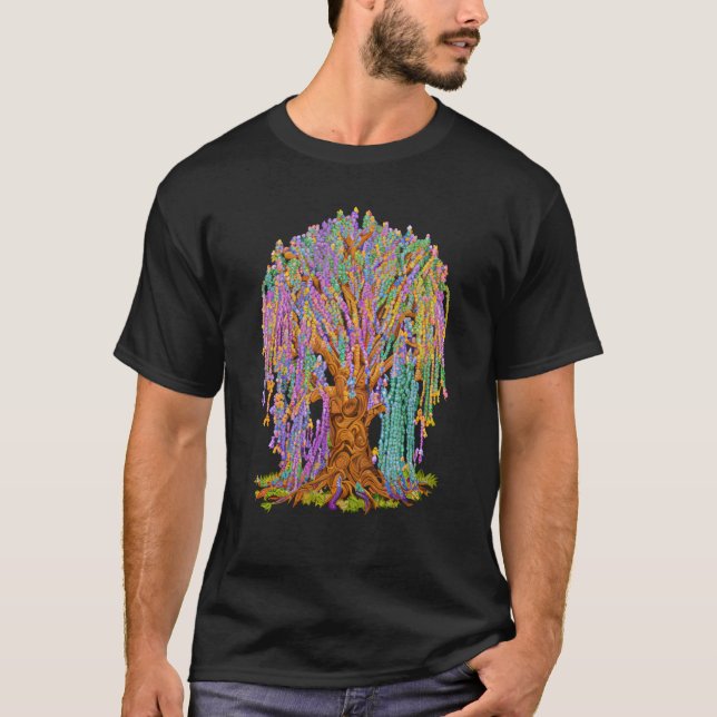 Camiseta Mardi Gras Tree Miçanga New Orleans 2023 Parades F (Frente)