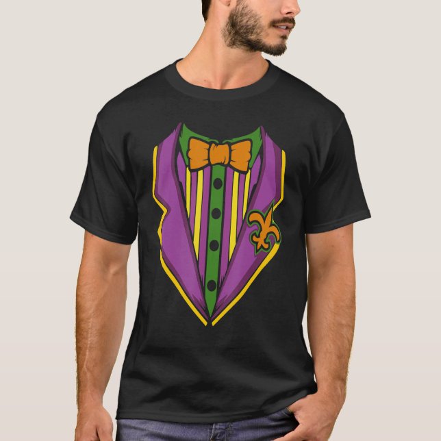Camiseta Mardi Gras Tuxedo Costume Carnival Parade Masquera (Frente)