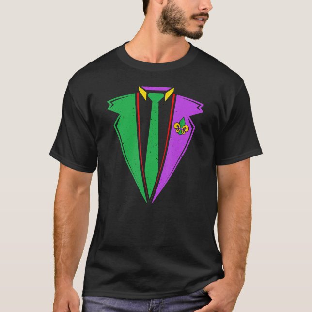 Camiseta Mardi Gras Tuxedo Suit Cavalheiros Carnaval Homens (Frente)