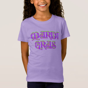 Camiseta Mardi Gras Typografia Carnaval Amarelo-roxo