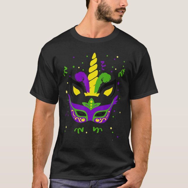 Camiseta Mardi Gras Unicorn Mask Carnival Costume Youth Tod (Frente)