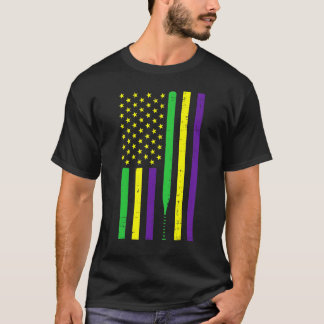 Camiseta Mardi Gras US Flag Baseball Bat Patriotic Men Wome