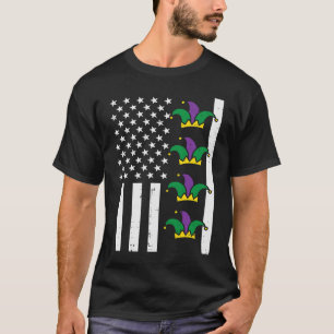 Camiseta Mardi Gras US Flag Fleur De Lis Patriotic Men Wemé