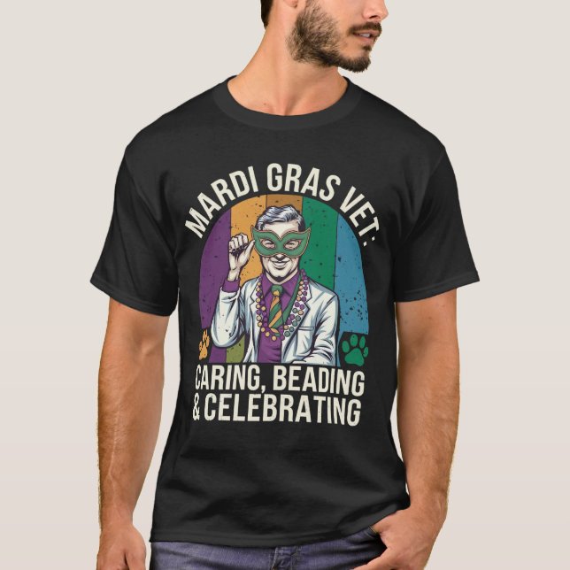 Camiseta Mardi Gras Vet: Carinho, Celebração (Frente)