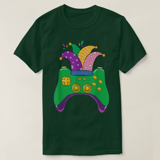 Camiseta Mardi Gras Video Game Controller Jester Hat Gamer  (Frente do Design)