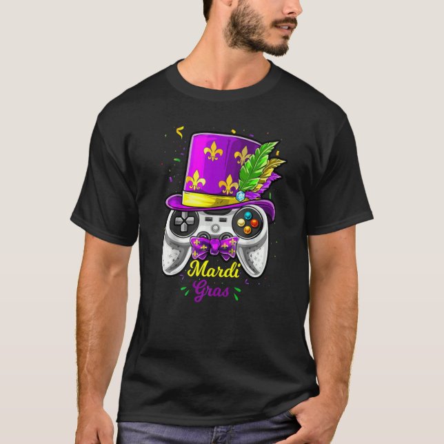 Camiseta Mardi Gras Video Game Controller Jester Mask Costu (Frente)