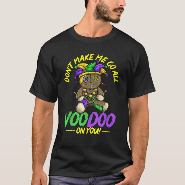 Camiseta Mardi Gras Voodoo Doll Funny Jester Mascarada Par (Frente)