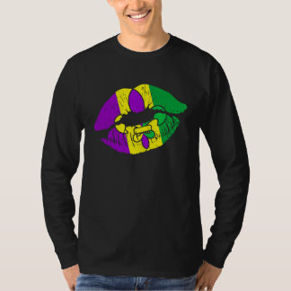 Camiseta Mardi Gras  Women Purple Green Yellow Lips Fleur D