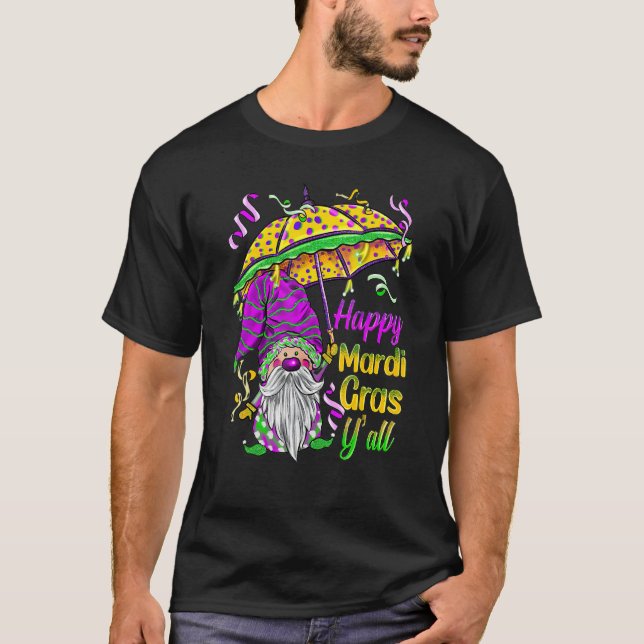 Camiseta Mardi Gras Yall Gnomes Costume Carnaval Party Tee (Frente)