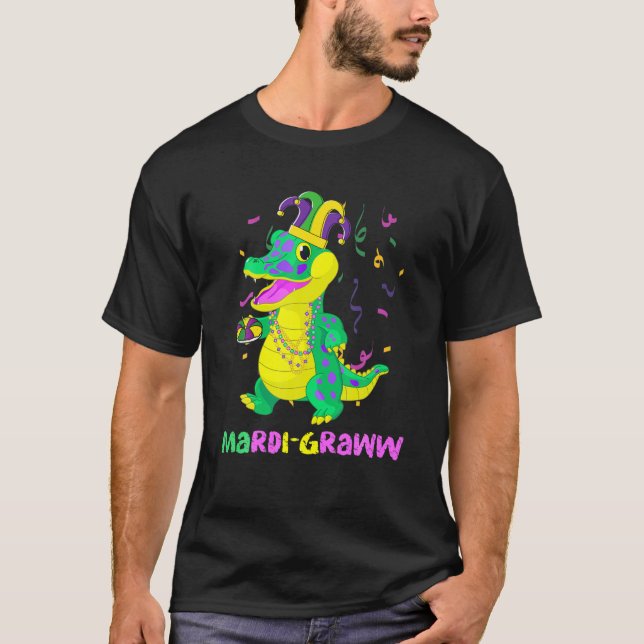 Camiseta Mardi Grawr Rex Com Bolo Rei Para Homens, Mulheres (Frente)