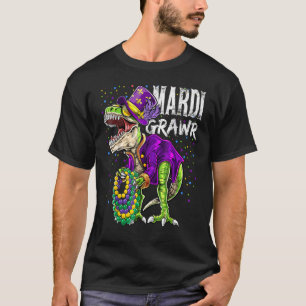 Camiseta Mardi Grawr Rex Dinosaur Mardi Gras Bead Costume