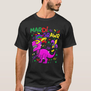 Camiseta Mardi Grawr Rex Dinosaur Mardi Gras Bead Costume K