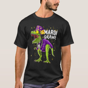 Camiseta Mardi Grawr Rex Dinosaur Mardi Gras Bead Costume K