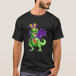 Camiseta Mardi Grawr T Rex Dino Dinosaur Mardi Gras Bead Bo