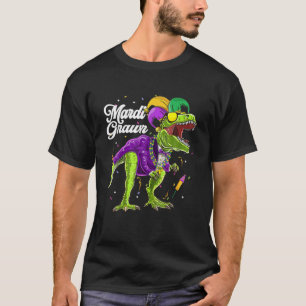 Camiseta Mardi Grawr T Rex Dinossaur Mardi Gras Bead Costum