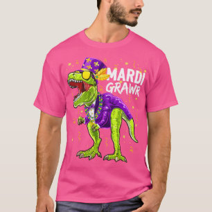 Camiseta Mardi Grawr T Rex Dinossaur Mardi Gras Bead Costum
