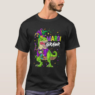 Camiseta Mardi Grawr T Rex Dinossaur Mardi Gras Bead Costum