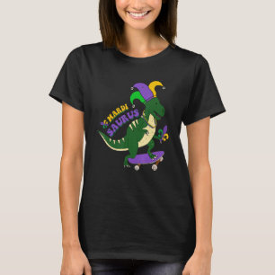 Camiseta Mardi Saurus Retro Skateboard Rex Mardi Gras Fleur