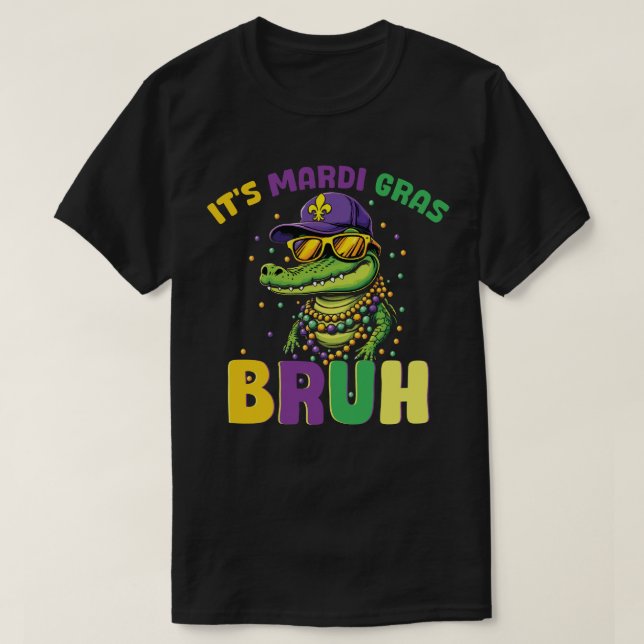 Camiseta Mardigator Mardi Gras Alligator (Frente do Design)