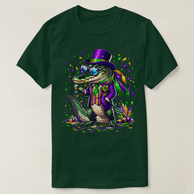 Camiseta Mardigator Mardi Gras Alligator Costume Men (Frente do Design)