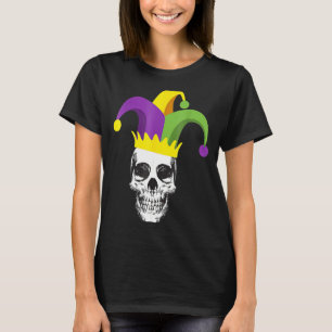 Camiseta Mardii Gras Skull Jester Hat Funny Parade Costume