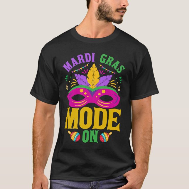 Camiseta Mardy Gras Mode Em Celebrações Desfile Fat Terça-F (Frente)