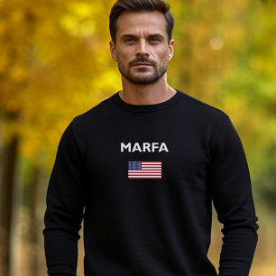 Camiseta Marfa Texas EUA American Flag Dark Color