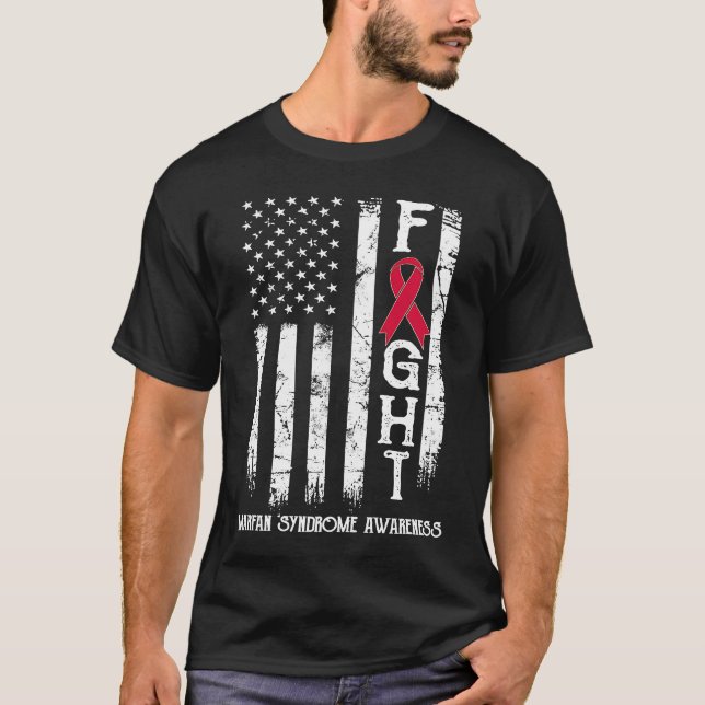 Camiseta Marfan Syndrome Guerreiro EUA Bandeira (Frente)