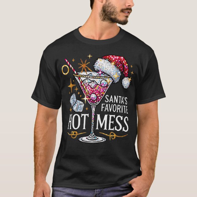 Camiseta Margar de Natal de Mess Quente Favorito dos papais (Frente)